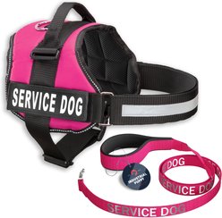 Industrial Puppy Reflective Service Dog Harness & Leash, Pink, Large: 27 to 33.5-in chest