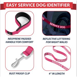 Industrial Puppy Reflective Service Dog Harness & Leash, Pink, Medium: 24 to 29-in chest