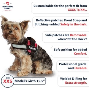 Industrial Puppy Reflective Service Dog Harness & Leash, Pink, XX-Small: 14.5 to 18-in chest