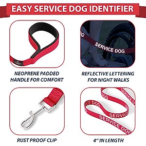 Industrial Puppy Reflective Service Dog Harness & Leash, Red, X-Small: 16 to 22.5-in chest