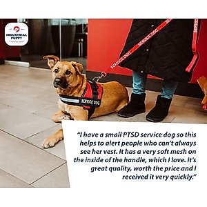 Industrial Puppy Reflective Service Dog Harness & Leash, Red, X-Small: 16 to 22.5-in chest