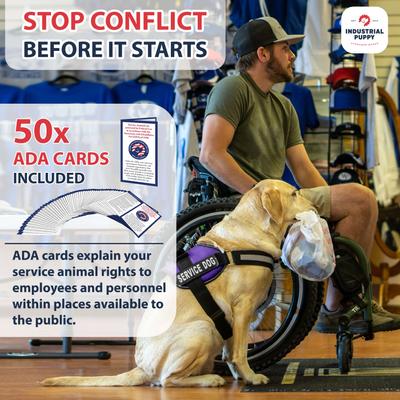 Show full view: Industrial Puppy Service Dog Vest Harness with 2 Reflective Service Dog Patches & 50 ADA Cards, Purple, Medium slide 6 of 7