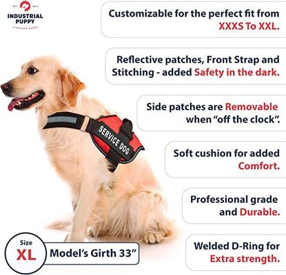 Show full view: Industrial Puppy Service Dog Vest Harness with 2 Reflective Service Dog Patches & 50 ADA Cards, Purple, X-Large slide 3 of 7