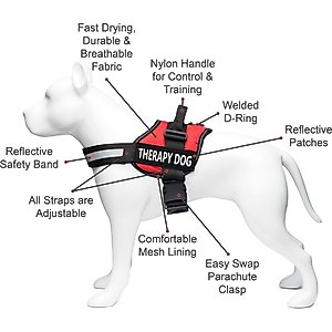 Industrial Puppy Therapy Dog Vest Harness with Therapy Dog Patches, Red, Small: 21 to 26-in chest