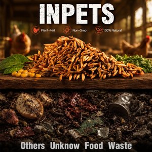 INPETS 100% Plant-Fed Dried Black Soldier Fly Larvae Chicken Treats, 5-lb box