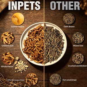 INPETS 100% Plant-Fed Dried Black Soldier Fly Larvae Chicken Treats, 5-lb box