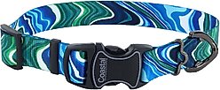 Inspire Adjustable Fashion Polyester Standard Dog Collar, Malachite Magic, Small: 10 to 14-in neck, 5/8-in wide