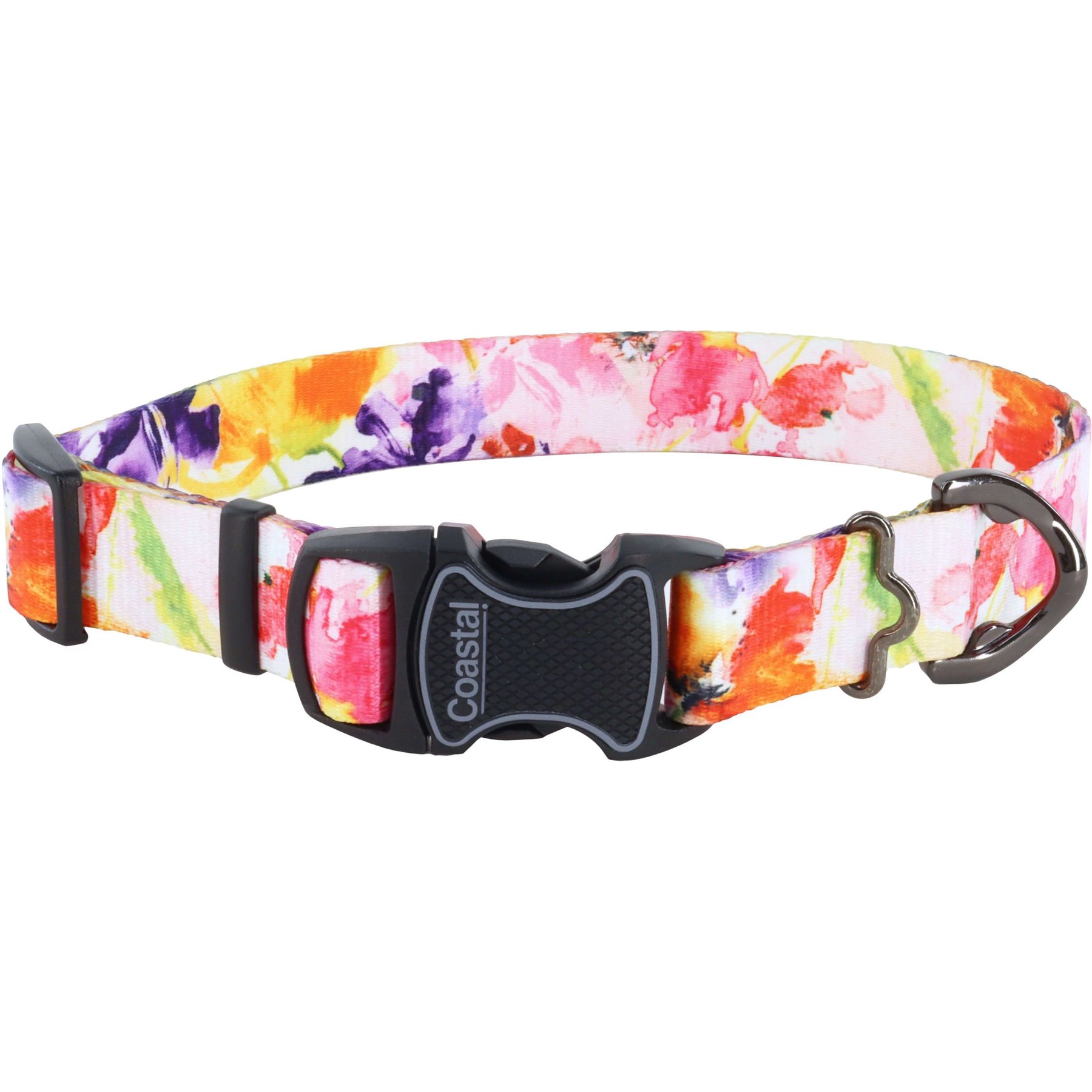 Inspire Adjustable Fashion Polyester Standard Dog Collar, Sherbet Blooms, X-Small: 8 to 12-in neck, 5/8-in wide