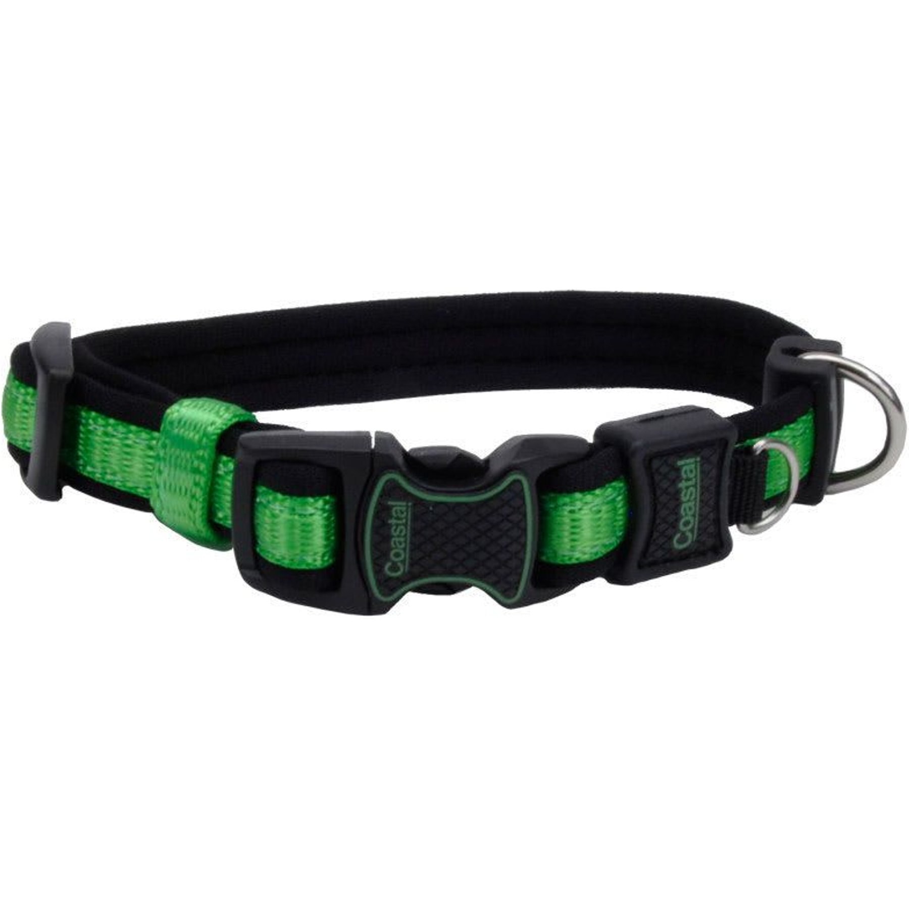 Inspire Adjustable Neoprene Standard Dog Collar, Green, Small: 10 to 14-in neck, 5/8-in wide