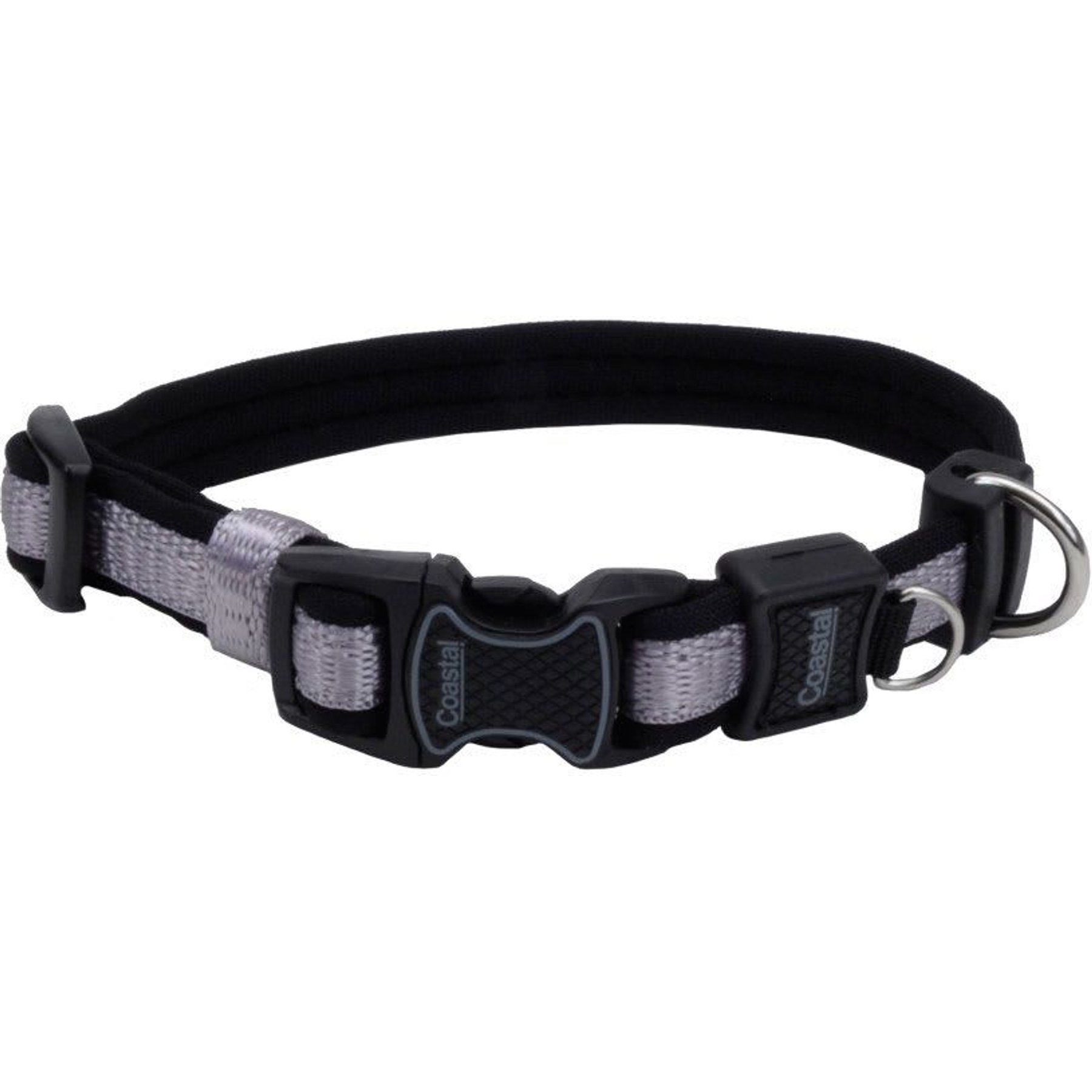 Inspire Adjustable Neoprene Standard Dog Collar, Grey, Medium: 14 to 20-in neck, 1-in wide