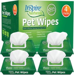 Inspire Naturals Plant-Based Dog Grooming Wipes with Antioxidants, 200 count