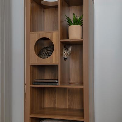 Show full view: INSTACHEW BOKEN Multifunctional Cat Condo with Storage, Walnut slide 3 of 4