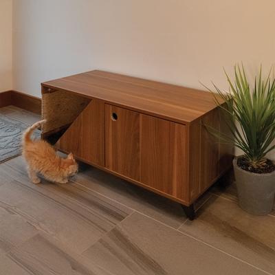Show full view: INSTACHEW HOSHI Lite Multifunctional Cabinet with Cat Scratcher, Walnut slide 3 of 5