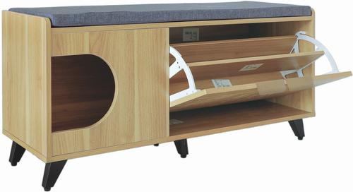 Show full view: INSTACHEW INAKA Multifunctional Cat Condo with Shoe Cabinet, Oak slide 2 of 5