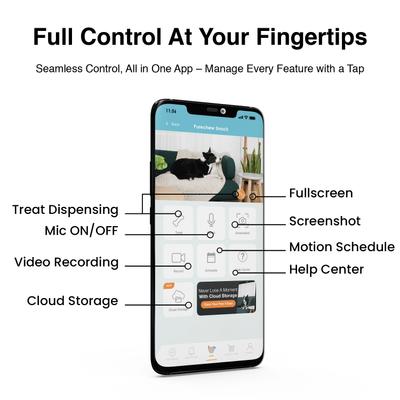 Show full view: INSTACHEW Purechew Snack Cat & Dog Treat Dispenser, HD Camera, White slide 7 of 8