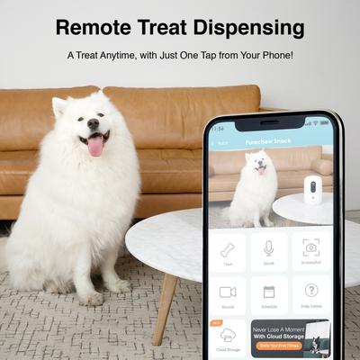 Show full view: INSTACHEW Purechew Snack Cat & Dog Treat Dispenser, HD Camera, White slide 3 of 8