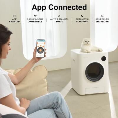 Show full view: INSTACHEW PURRCLEAN Smart WiFi Enabled Covered Automatic Self-Cleaning Cat Litter Box, White slide 2 of 11