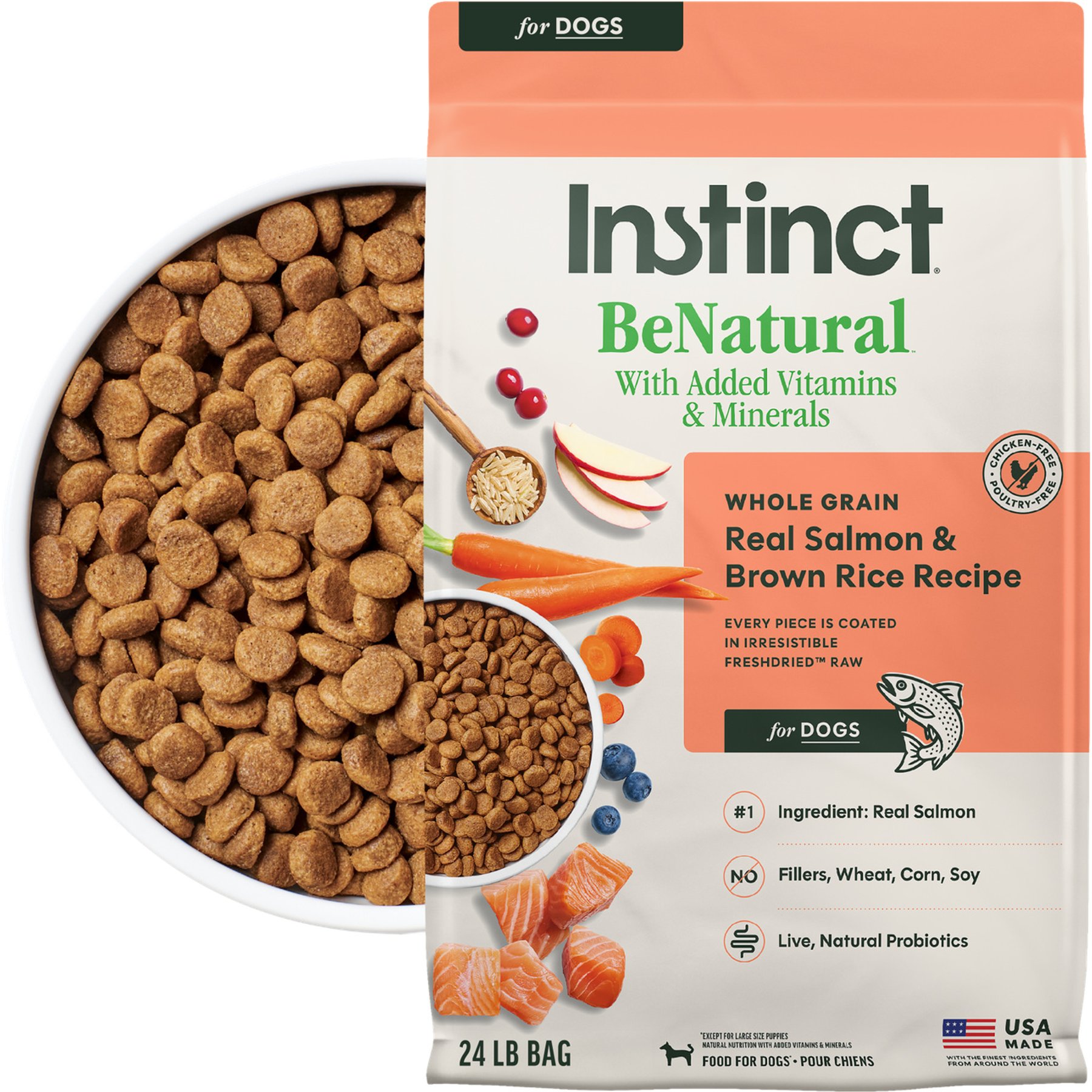 Instinct Be Natural Adult Real Salmon & Brown Rice Recipe Dry Dog Food, 48-lb bundle