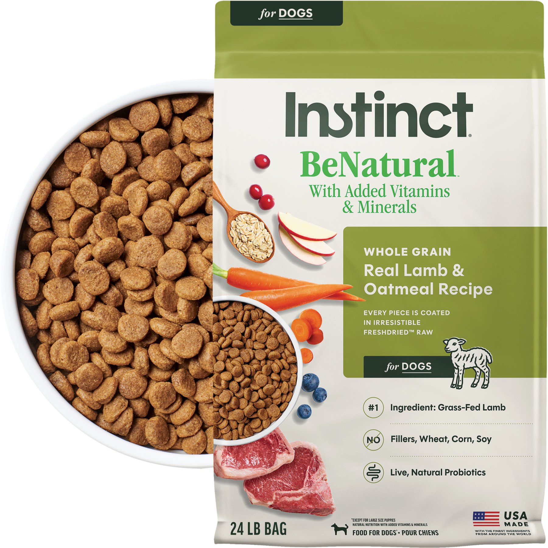 Instinct BeNatural Real Lamb & Oatmeal Recipe Dry Dog Food, 24-lb bag