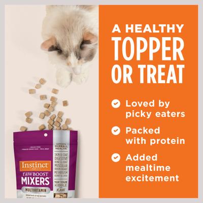 Show full view: Instinct Boost Mixers Multivitamin Grain-Free Freeze-Dried Raw Adult Cat Food Topper, 5.5-oz bag slide 8 of 11