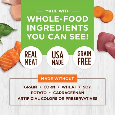 Show full view: Instinct Chicken, Duck & Salmon Entree Variety Pack Grain-Free Flaked Wet Cat Food, 3-oz can, case of 12 slide 5 of 11