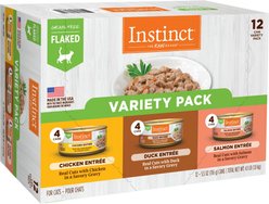 Instinct Chicken, Duck & Salmon Entree Variety Pack Grain-Free Flaked Wet Cat Food, 5.5-oz can, case of 12
