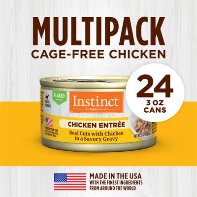 Show full view: Instinct Chicken Entree Grain-Free Flaked Wet Cat Food, 3-oz can, case of 24 slide 6 of 10