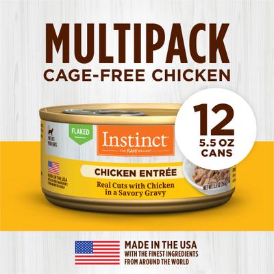 Show full view: Instinct Chicken Entree Grain-Free Flaked Wet Cat Food, 5.5-oz can, case of 12 slide 6 of 10