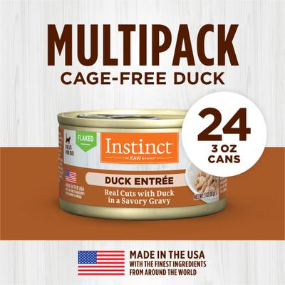 Show full view: Instinct Duck Entree Grain-Free Flaked Wet Cat Food, 3-oz can, case of 24 slide 6 of 10