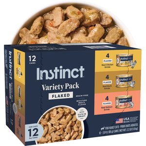 Instinct Flaked Entrees Variety Pack Grain-Free Wet Cat Food, 3-oz can, case of 12