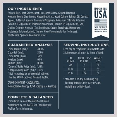 Show full view: Instinct Freeze-Dried Raw Meals Grain-Free Wild-Caught Alaskan Pollock Recipe Cat Food, 9-oz bag slide 9 of 11