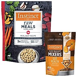 Instinct Freeze-Dried Raw Meals Real Beef Recipe Food + Freeze-Dried Raw Boost Mixers Gut Health Recipe Dog Food Topper