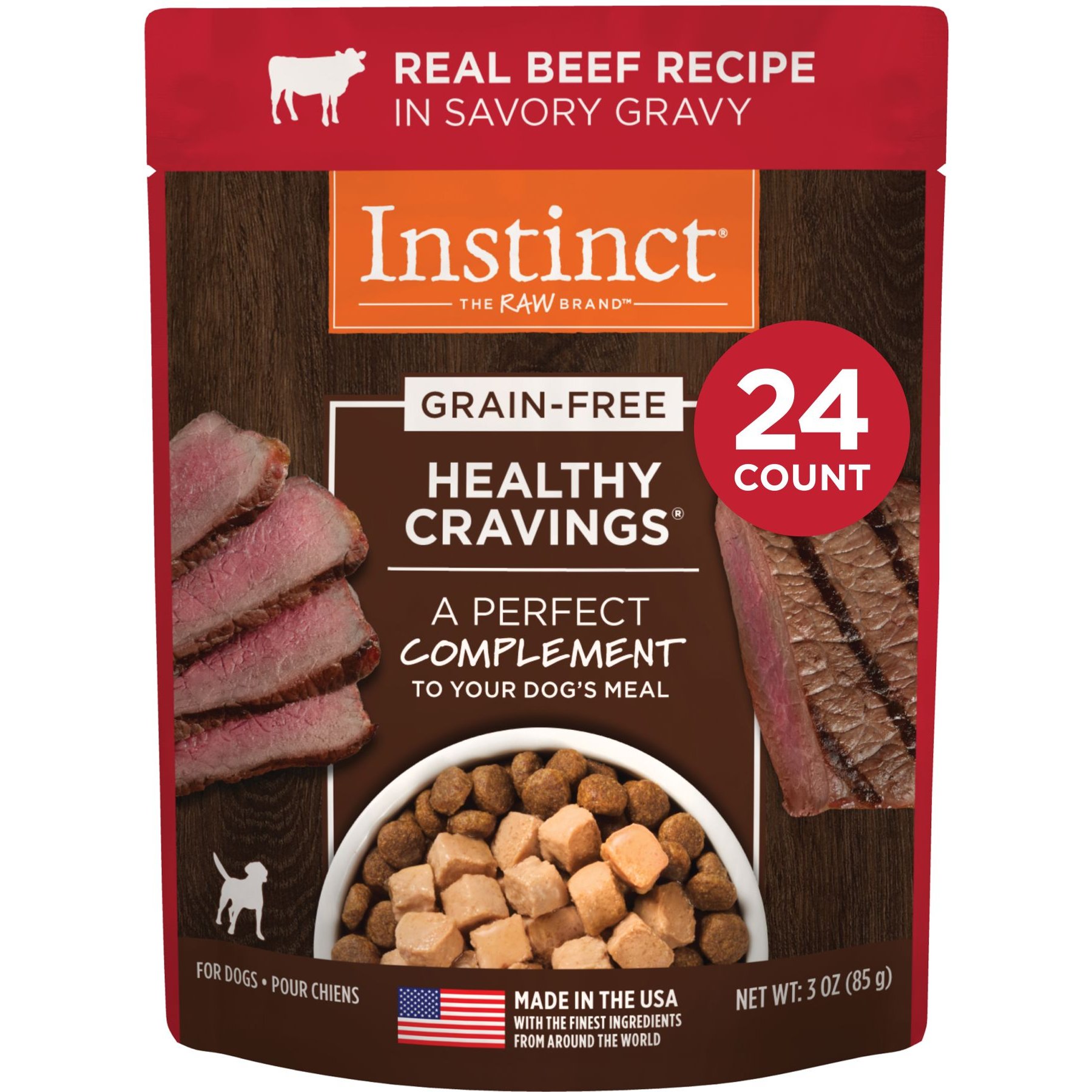 Nature's Variety Instinct Beef Dog Food Topper, 3-oz, 24 ct