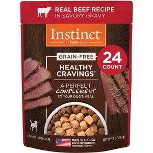 Instinct Healthy Cravings Real Beef Recipe in Savory Gravy Grain-Free Wet Dog Food Topper, 3-oz pouch, case of 24