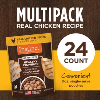 Show full view: Instinct Healthy Cravings Real Chicken Recipe in Savory Gravy Grain-Free Wet Dog Food Topper, 3-oz pouch, case of 24 slide 7 of 12