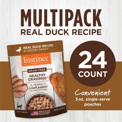 Show full view: Instinct Healthy Cravings Real Duck Recipe in Savory Gravy Grain-Free Wet Cat Food Topper, 3-oz pouch, case of 24 slide 7 of 12
