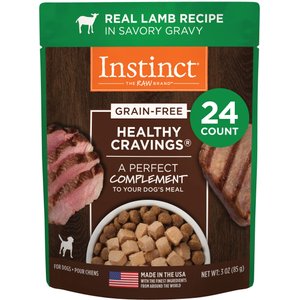 Instinct Healthy Cravings Real Lamb Recipe in Savory Gravy Grain-Free Wet Dog Food Topper, 3-oz pouch, case of 24