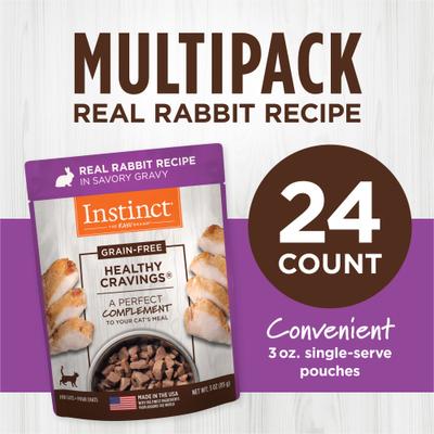 Show full view: Instinct Healthy Cravings Real Rabbit Recipe in Savory Gravy Grain-Free Wet Cat Food Topper, 3-oz pouch, case of 24 slide 7 of 12