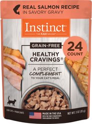 Instinct Healthy Cravings Real Salmon Recipe in Savory Gravy Grain-Free Wet Cat Food Topper, 3-oz pouch, case of 24