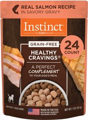 Instinct Healthy Cravings Real Salmon Recipe in Savory Gravy Grain-Free Wet Dog Food Topper, 3-oz pouch, case of 24
