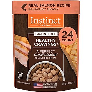 Instinct Healthy Cravings Real Salmon Recipe in Savory Gravy Grain-Free Wet Dog Food Topper, 3-oz pouch, case of 24