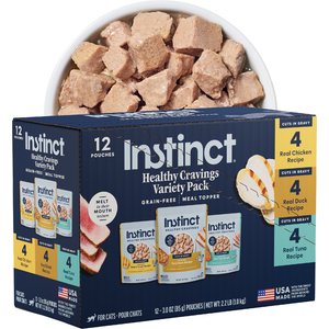 Instinct Healthy Cravings Variety Pack Grain-Free Wet Cat Food Topper, 3-oz pouch, case of 12