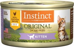 Instinct Kitten Grain-Free Pate Real Chicken Recipe Natural Wet Canned Cat Food, 3-oz, case of 24 + Instinct Original Kitten Grain-Free Recipe with Real Chicken Freeze-Dried Raw Coated Dry Cat Food, 4.5-lb bag slide 2 of 9