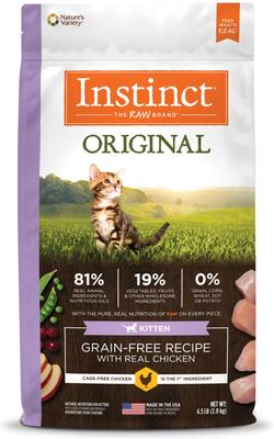 Show full view: Instinct Kitten Grain-Free Pate Real Chicken Recipe Natural Wet Canned Cat Food, 3-oz, case of 24 + Instinct Original Kitten Grain-Free Recipe with Real Chicken Freeze-Dried Raw Coated Dry Cat Food, 4.5-lb bag slide 6 of 10