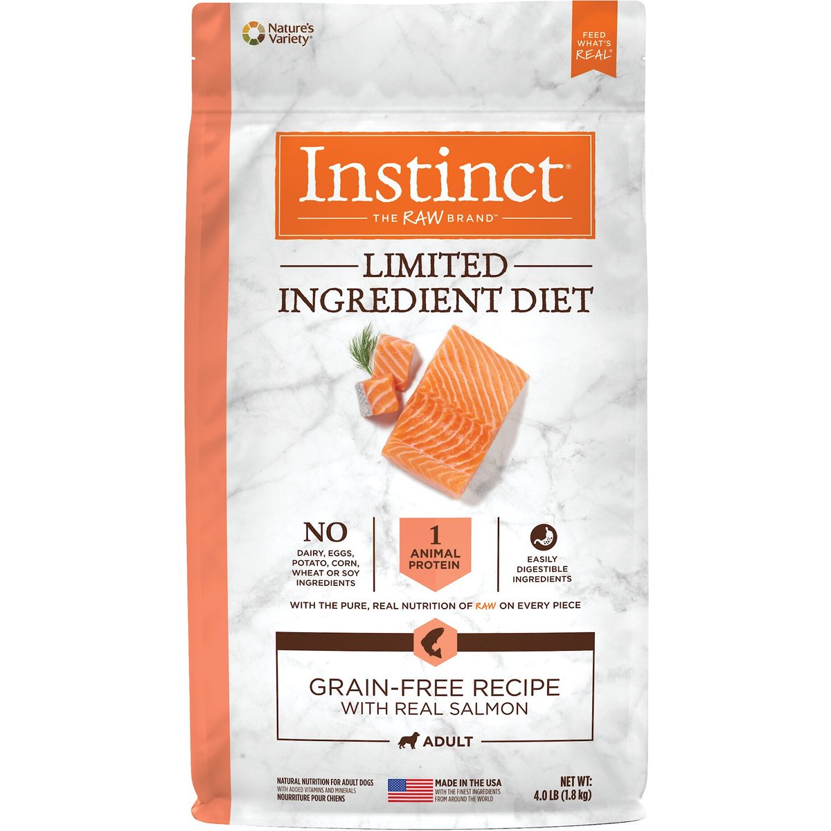 Instinct Limited Ingredient Diet Adult Grain-Free Real Salmon Recipe Dry Dog Food, 4-lb bag