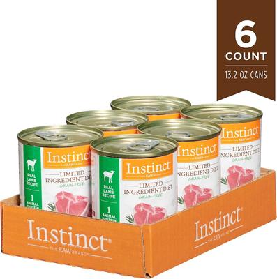 Show full view: Instinct Limited Ingredient Diet Grain-Free Recipe with Real Lamb Freeze-Dried Raw Coated Dry Dog Food, 20-lb bag + Instinct Limited Ingredient Diet Grain-Free Real Lamb Recipe Wet Canned Dog Food, 13.2-oz, case of 6 slide 6 of 6