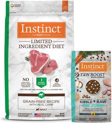 Instinct Limited Ingredient Diet Grain-Free Recipe with Real Lamb Freeze-Dried Raw Coated Dry Dog Food, 20-lb bag + Instinct Raw Boost Puppy Whole Grain Real Chicken & Brown Rice Recipe Freeze-Dried Raw Coated Dry Dog Food, 4.5-lb bag