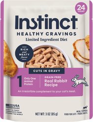 Instinct Limited Ingredient Diet Real Rabbit Recipe in Savory Gravy Grain-Free Wet Cat Food Topper, 3-oz pouch, case of 24