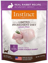 Instinct Limited Ingredient Diet Real Rabbit Recipe in Savory Gravy Grain-Free Wet Cat Food Topper, 3-oz pouch, case of 24