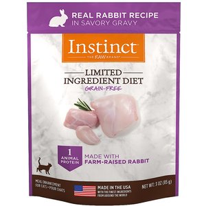Instinct Limited Ingredient Diet Real Rabbit Recipe in Savory Gravy Grain-Free Wet Cat Food Topper, 3-oz pouch, case of 24